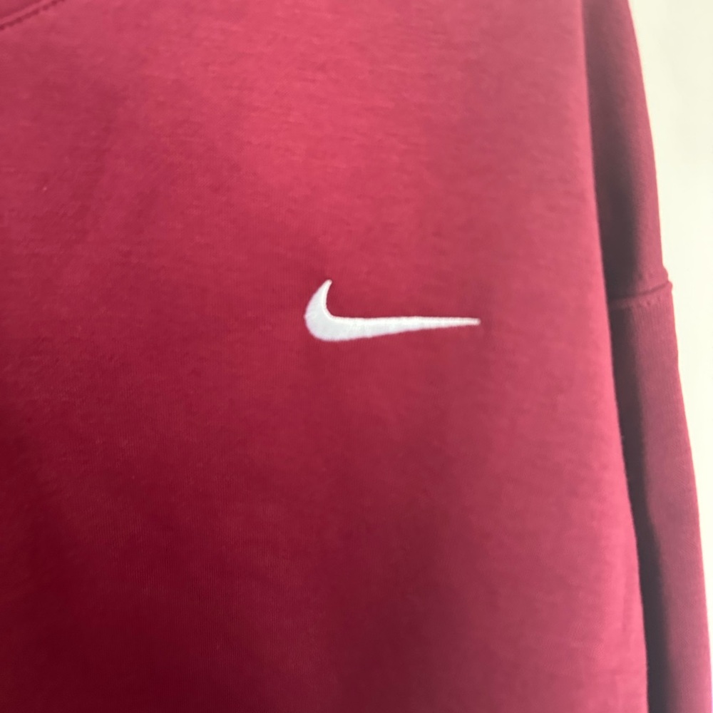Nike Men's Crewneck Sweatshirt - Maroon with White Swoosh - Picture 2 of 6